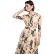Silk + Cotton blend printed Belted Dress - Hottie + Lord