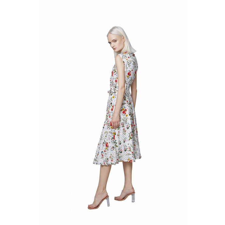 Silk Floral Sleeveless Printed Wrap Dress - Hottie + Lord