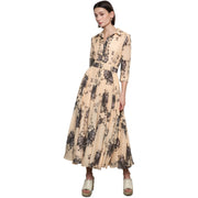 Silk + Cotton blend printed Belted Dress - Hottie + Lord